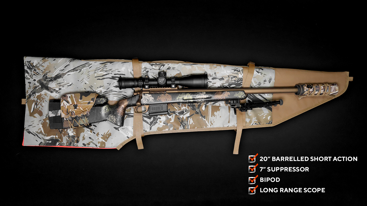 The Grand Scabbard MKII in RELV® Copperhead with Custom rifle on top